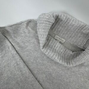 Lucky Brand Minimalist Light Gray Monochrome Knit Cowl Neck Sweater Women Sz M